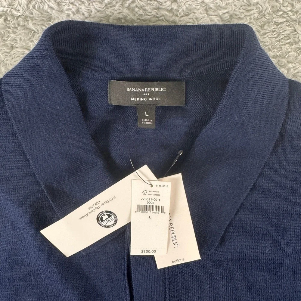 Banana Republic Mens Merino Wool Cardigan Sweater 2 Pack Navy Rust Size Large
